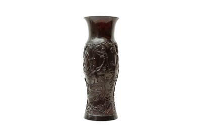 Lot 134 - A CHINESE CHERRY-COLOURED BEIJING GLASS VASE