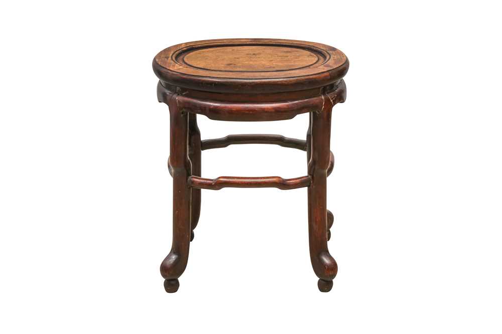 Lot 181 - A CHINESE WOOD OVAL STOOL