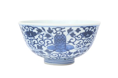 Lot 598 - A CHINESE BLUE AND WHITE 'LOTUS' BOWL