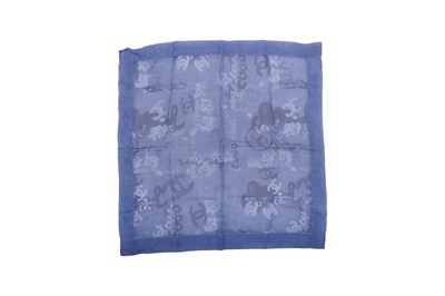 Lot 129 - Chanel Denim Blue Coco Mademoiselle Print Silk Scarf