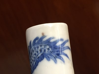 Lot 601 - A CHINESE BLUE AND WHITE 'DRAGON' BOTTLE VASE