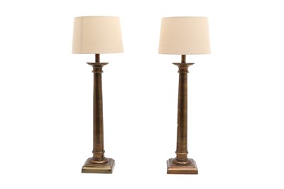 Lot 211 - A PAIR OF PAREX FOR OKA POLISHED BRASS TABLE LAMPS