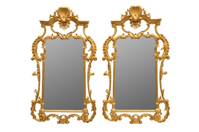 Lot 215 - A PAIR OF VICTORIAN STYLE CARVED GILT-WOOD MIRRORS