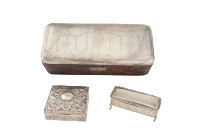 Lot 149 - An Edwardian sterling silver mounted leather jewellery casket, Birmingham 1906 by William Hair Hassler