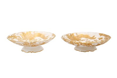 Lot 99 - A PAIR OF ROYAL CROWN DERBY GOLD AVES TAZZAS