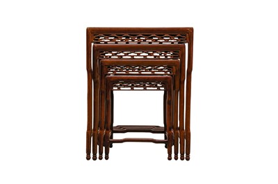 Lot 566 - A NEST OF FOUR CHINESE WOOD TABLES