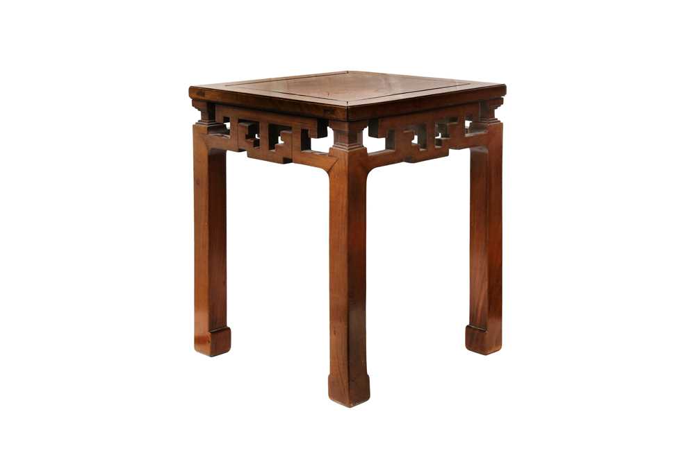 Lot 142 - A CHINESE SQUARE-SECTION WOOD STOOL
