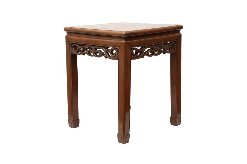 Lot 145 - A CHINESE SQUARE-SECTION WOOD STOOL