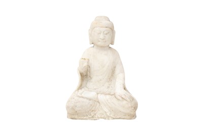 Lot 545 - A CHINESE CARVED MARBLE FIGURE OF BUDDHA
