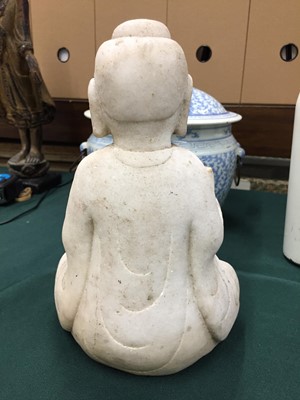 Lot 545 - A CHINESE CARVED MARBLE FIGURE OF BUDDHA