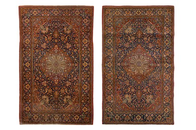 Lot 90 - A PAIR OF FINE KASHAN RUGS, CENTRAL PERSIA