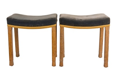 Lot 62 - A PAIR OF ELIZABETH II LIMED-OAK CORONATION STOOLS