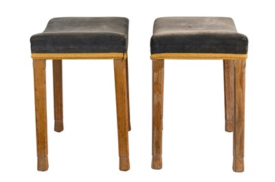 Lot 62 - A PAIR OF ELIZABETH II LIMED-OAK CORONATION STOOLS