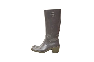 Lot 115 - Gucci Grey GG Wellington Boot - Size 40