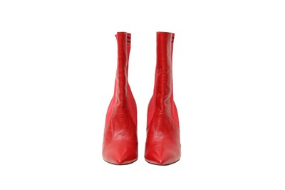 Lot 32 - Fendi Red Heeled Sock Boot - Size 41