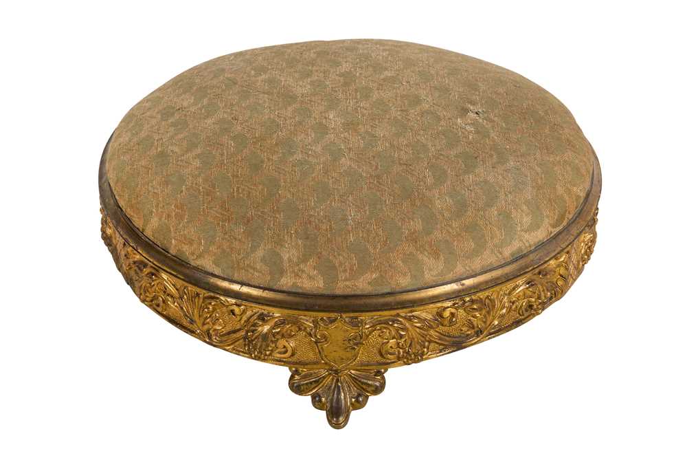 Lot 513 - AN EARLY VICTORIAN ORMOLU CIRCULAR FOOTSTOOL