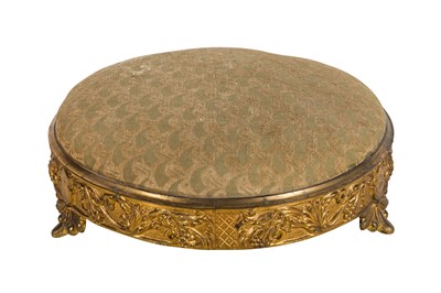 Lot 513 - AN EARLY VICTORIAN ORMOLU CIRCULAR FOOTSTOOL