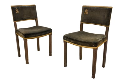 Lot 61 - A PAIR OF ELIZABETH II LIMED-OAK CORONATION CHAIRS