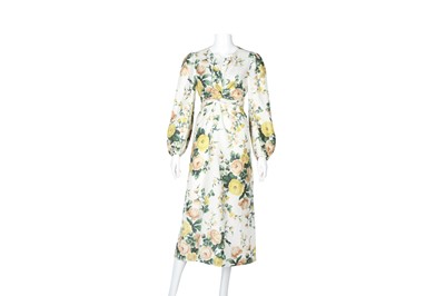 Lot 5 - Zimmerman Ivory Silk Floral Print Midi Dress - Size M