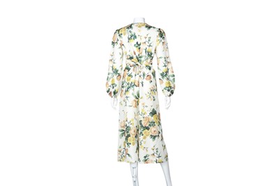 Lot 5 - Zimmerman Ivory Silk Floral Print Midi Dress - Size M