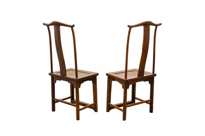 Lot 3 - A PAIR OF CHINESE WOOD 'OFFICIAL'S HAT' CHAIRS, GUANMAOYI