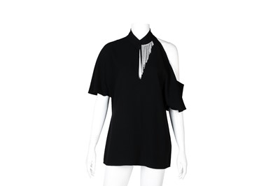 Lot 654 - Lanvin Black Embellished Cold Shoulder Top - Size 38
