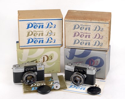 Lot 75 - Olympus D EL & D2 Half Frame Film Cameras.