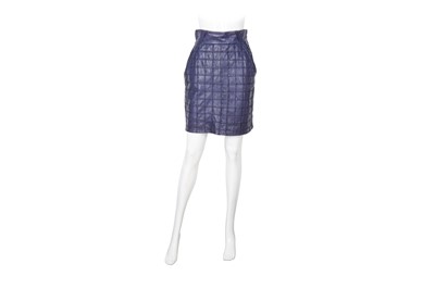 Lot 144 - Versace Blue Leather Straight Skirt