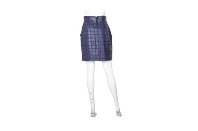 Lot 144 - Versace Blue Leather Straight Skirt