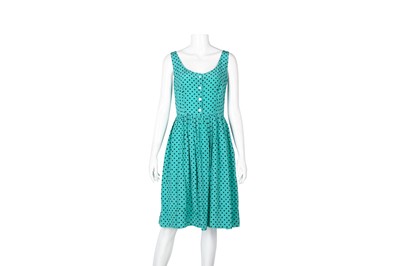 Lot 199 - Prada Green Polka Dot Silk Sleeveless Dress - Size 42