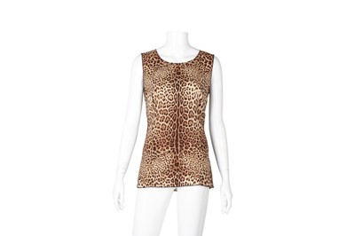 Lot 213 - Dolce & Gabbana Silk Leopard Print Shell Top - Size 42