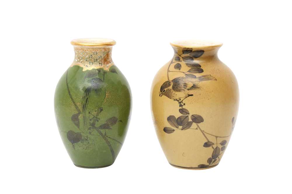 Lot 254 - TWO SMALL JAPANESE SATSUMA VASES BY KUSUNOBE