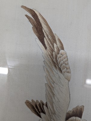 Lot 278 - A JAPANESE EMBROIDERED 'EAGLE' PANEL