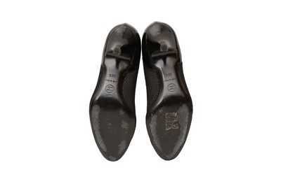 Lot 522 - Chanel Black Mesh CC Escarpins Heeled Pump - Size 36.5
