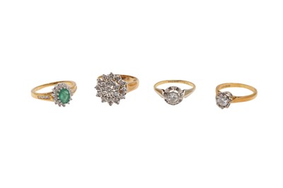 Lot 20 - A GROUP OF FOUR DIAMOND RINGS