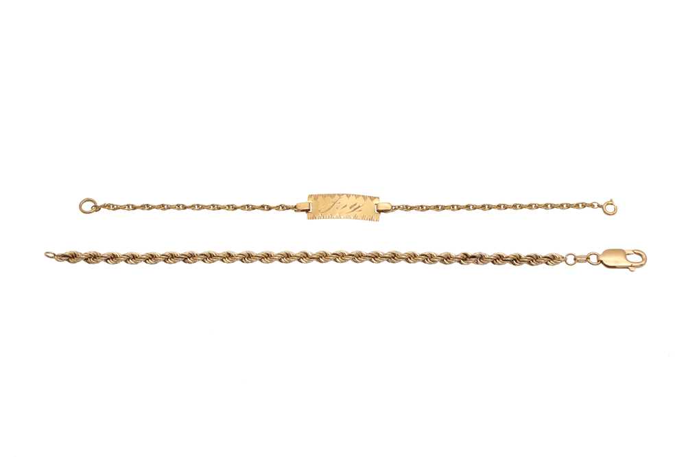 Lot 57 - TWO 9 CARAT GOLD BRACELETS