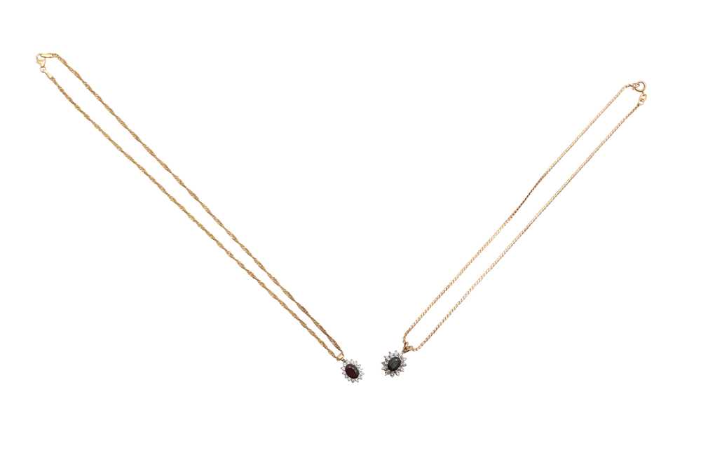 Lot 59 - TWO GEM-SET CLUSTER NECKLACES