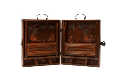 Lot 529 - A CHINESE CARVED WOOD 'IMMORTALS' HAT STAND