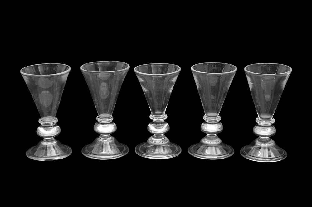 Lot 120 - A SET OF FIVE 19TH CENTURY ALE GLASSES