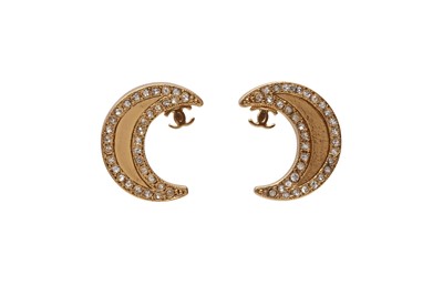 Lot 363 - Chanel Crescent Moon CC Clip On Earrings