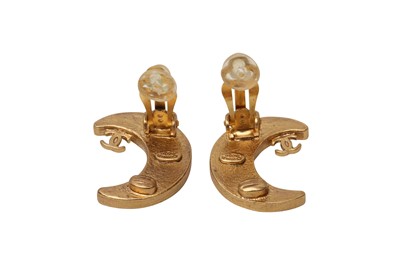 Lot 363 - Chanel Crescent Moon CC Clip On Earrings