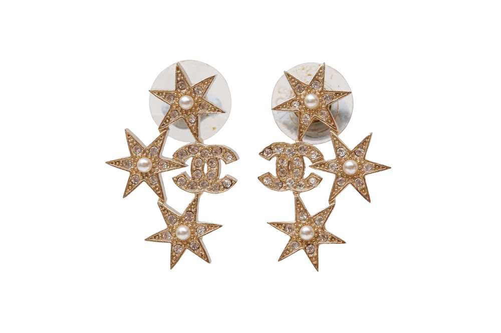 Lot 360 - Chanel Snowflake CC Drop Pierced Earrings