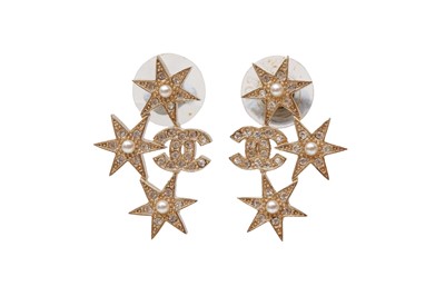 Lot 360 - Chanel Snowflake CC Drop Pierced Earrings