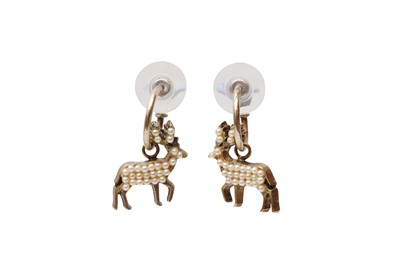 Lot 355 - Chanel Pearl Reindeer Drop Pierced Earrings
