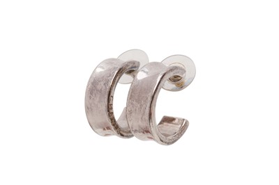 Lot 584 - Chanel Silver Hoop Pierced Earrings