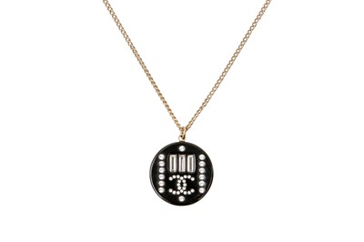 Lot 401 - Chanel Black Round CC Pendant Necklace