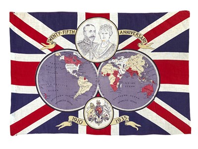 Lot 33 - SOUVENIR FLAG FOR THE SILVER JUBILEE OF GEORGE V & QUEEN MARY