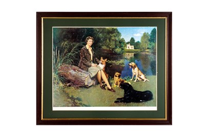 Lot 80 - PORTRAIT OF QUEEN ELIZABETH II WITH DOGS BY TERRENCE CUNEO