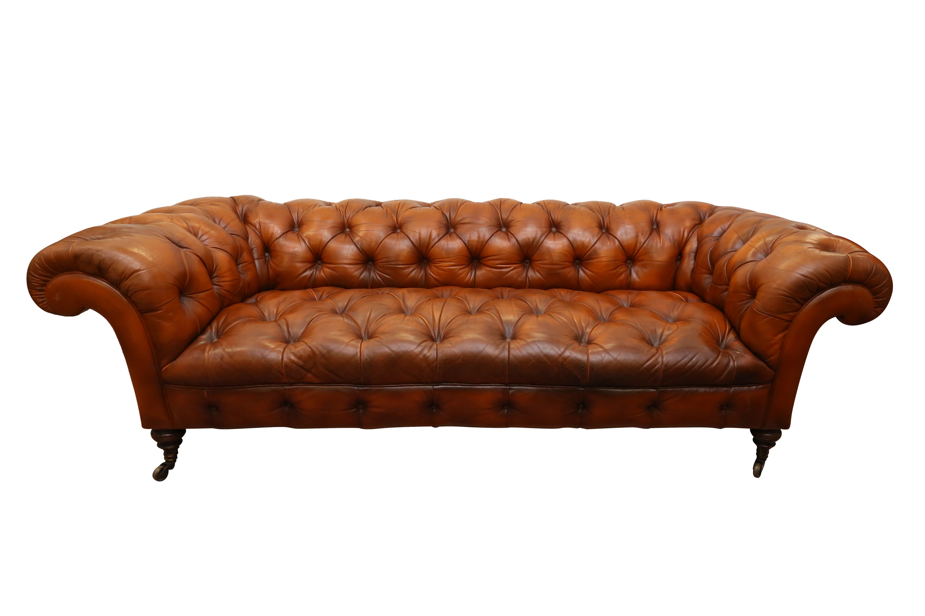 Lot 283 A VICTORIAN TAN LEATHER CHESTERFIELD SOFA