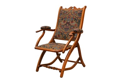 Lot 286 - AN EARLY 20TH CENTURY JAMES SHOOLBRED & CO MAHOGANY FOLDING CAMPAIGN CHAIR